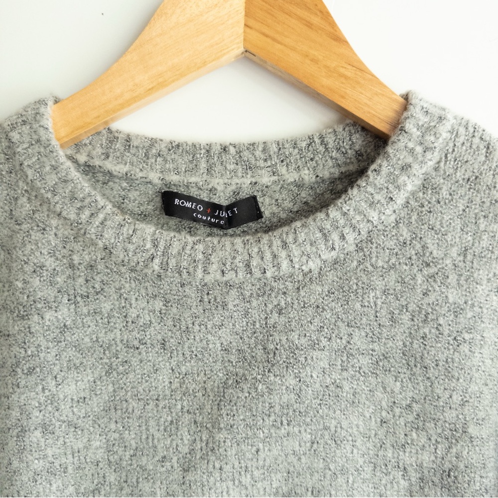 Romeo & Juliet Couture Heather Gray Ruffle Sweater - Picture 2 of 6